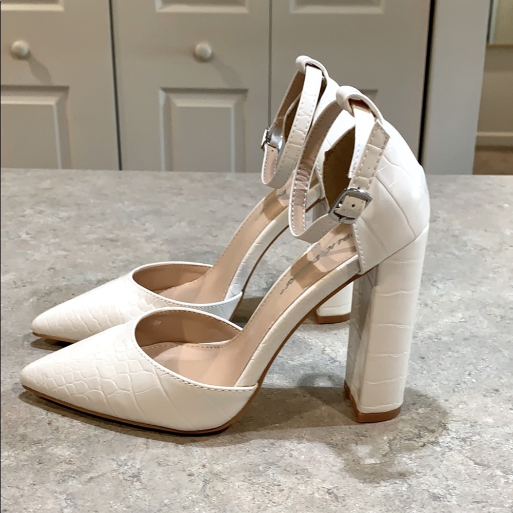 Public Desire white croc block heel size US size 6